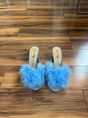 Katy Perry Collections Baby Blue Feather Mules